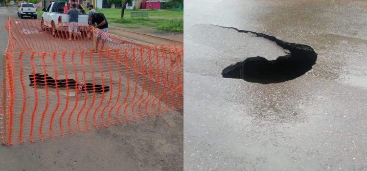 Socavones en Ciudad Obregón no pueden ser reparados por las lluvias