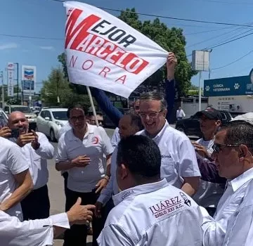 Con un discurso feminista llega Marcelo Ebrard a Cajeme