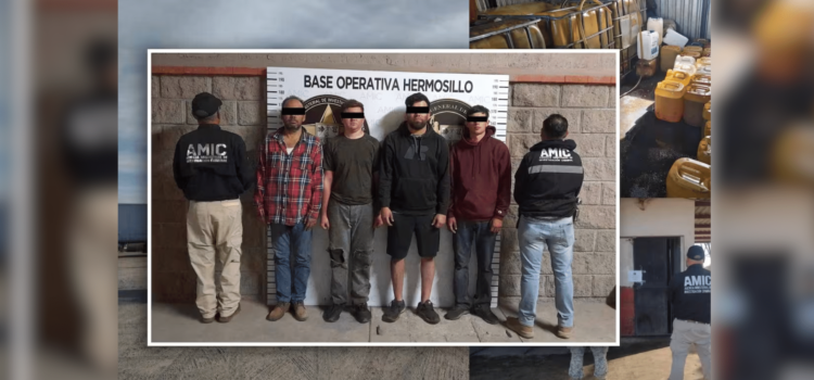 Desmantelan red de huachicoleo en Sonora: Cuatro detenidos y miles de litros de diésel asegurados