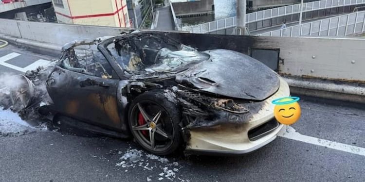 Ahorró 10 años para comprarse un Ferrari… se le incendió en una hora