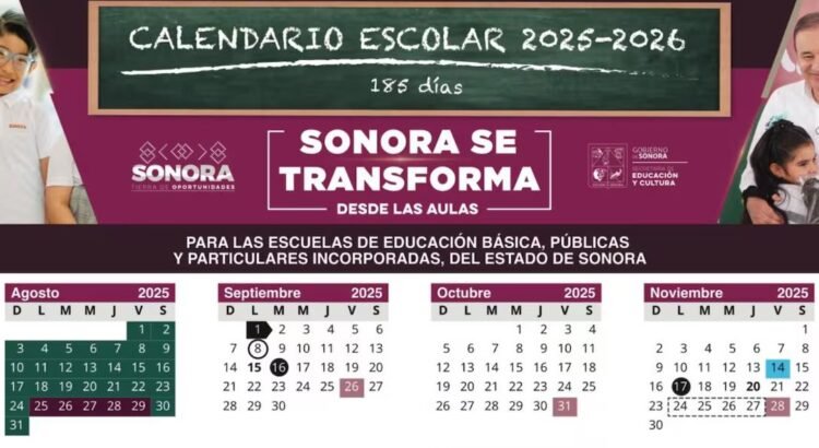 SEP Sonora publica calendario 2025-2026: estos días no habrá clases