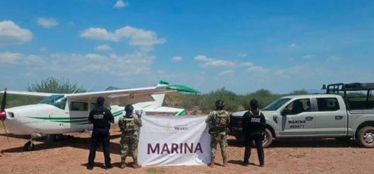 Aseguran avioneta con droga en pista clandestina de Cajeme; Semar detiene a presunto responsable